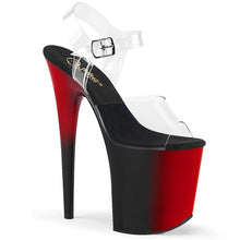 Load image into Gallery viewer, FLAMINGO-808BR 8&quot; Heel Clear/Red-Black Pole Dancer Platforms