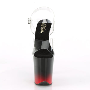 FLAMINGO-808BR-H Pleaser 8" Heel Clear Black Red Sexy Shoes