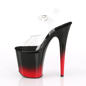 FLAMINGO-808BR-H Pleaser 8" Heel Clear Black Red Sexy Shoes