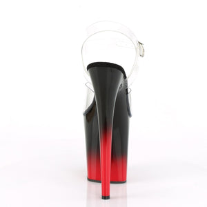 FLAMINGO-808BR-H Pleaser 8" Heel Clear Black Red Sexy Shoes