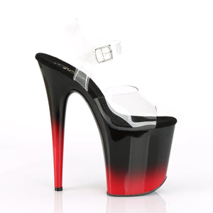 FLAMINGO-808BR-H Pleaser 8" Heel Clear Black Red Sexy Shoes