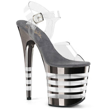 Load image into Gallery viewer, FLAMINGO-808CHLN Pleaser 8&quot; Heel Clear Pewter Stripper Shoes