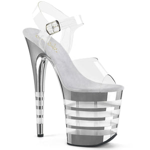 FLAMINGO-808CHLN Pleaser 8" Heel Clear Silver Chrome Shoes