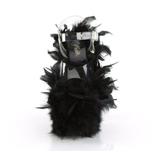 Load image into Gallery viewer, FLAMINGO-808F 8&quot; Heel Clear Black Marabou Feather Sexy Shoes