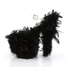 Load image into Gallery viewer, FLAMINGO-808F 8&quot; Heel Clear Black Marabou Feather Sexy Shoes