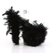 Load image into Gallery viewer, FLAMINGO-808F 8&quot; Heel Clear Black Marabou Feather Sexy Shoes