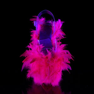 FLAMINGO-808F Sexy Neon Pink Marabou Feather Strippers Shoes