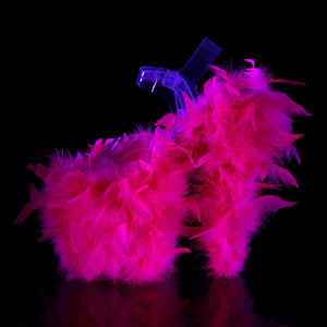 FLAMINGO-808F Sexy Neon Pink Marabou Feather Strippers Shoes