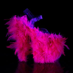 FLAMINGO-808F Sexy Neon Pink Marabou Feather Strippers Shoes