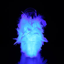 Load image into Gallery viewer, FLAMINGO-808F 8&quot; Heel Clear Neon White Marabou Feather Shoes