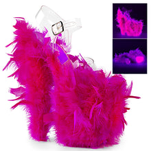 Load image into Gallery viewer, FLAMINGO-808F Sexy Neon Pink Marabou Feather Strippers Shoes