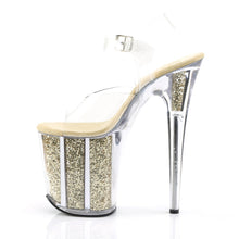 Load image into Gallery viewer, FLAMINGO-808G 8&quot; Heel ClearGold Glitter Pole Dancing Shoes