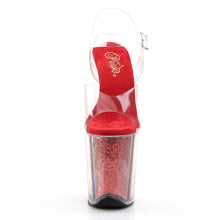 Load image into Gallery viewer, FLAMINGO-808G 8&quot; Heel Clear Red Glitter Pole Dance Platforms