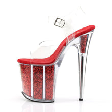 Load image into Gallery viewer, FLAMINGO-808G 8&quot; Heel Clear Red Glitter Pole Dance Platforms