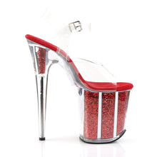 Load image into Gallery viewer, FLAMINGO-808G 8&quot; Heel Clear Red Glitter Pole Dance Platforms