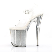 Load image into Gallery viewer, FLAMINGO-808G 8&quot; Heel Clear Silver Glitter Strippers Shoes