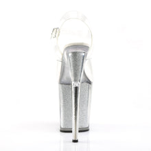 Load image into Gallery viewer, FLAMINGO-808G 8&quot; Heel Clear Silver Glitter Strippers Shoes