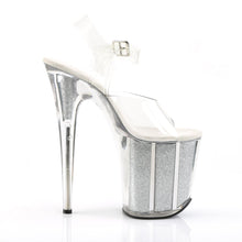 Load image into Gallery viewer, FLAMINGO-808G 8&quot; Heel Clear Silver Glitter Strippers Shoes