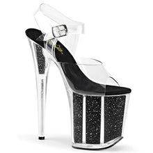 Load image into Gallery viewer, FLAMINGO-808G 8 Inch Heel ClearBlack Glitter Strippers Shoes