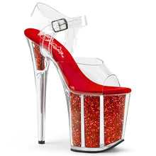 Load image into Gallery viewer, FLAMINGO-808G 8&quot; Heel Clear Red Glitter Pole Dance Platforms