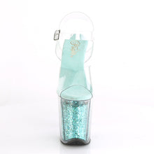 Load image into Gallery viewer, FLAMINGO-808GF 8&quot; Heel Clear Turquoise Glitter SexyShoes