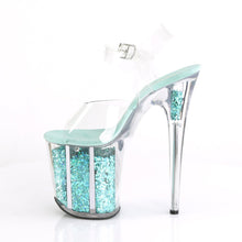 Load image into Gallery viewer, FLAMINGO-808GF 8&quot; Heel Clear Turquoise Glitter SexyShoes