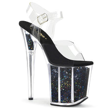 Load image into Gallery viewer, FLAMINGO-808GF Pleaser 8&quot; Heel Clear Black Glitter Sexy Shoe