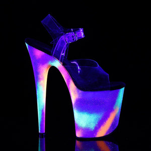 FLAMINGO-808GXY 8" Clear Neon Glitter Pole Dancer Platforms