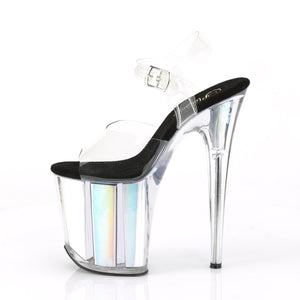 FLAMINGO-808HGI Pleaser 8" Heel Clear Silver Hologram Shoes