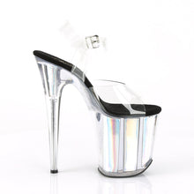 Load image into Gallery viewer, FLAMINGO-808HGI Pleaser 8&quot; Heel Clear Silver Hologram Shoes