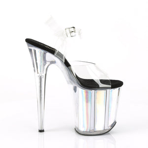 FLAMINGO-808HGI Pleaser 8" Heel Clear Silver Hologram Shoes