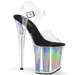 FLAMINGO-808HGI Pleaser 8" Heel Clear Silver Hologram Shoes