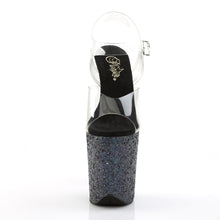 Load image into Gallery viewer, FLAMINGO-808LG 8&quot; Heel Clear Black Glitter Strippers Shoes