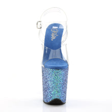 Load image into Gallery viewer, FLAMINGO-808LG 8&quot; Heel Transparent Blue Glitter Sexy Shoes