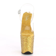 Load image into Gallery viewer, FLAMINGO-808LG 8 Inch Heel ClearGold Glitter Strippers Shoes