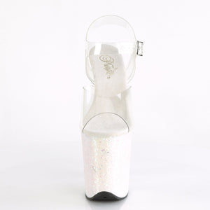 FLAMINGO-808LG Pleaser 8" Heel Clear Opal Glitter Sexy Shoes