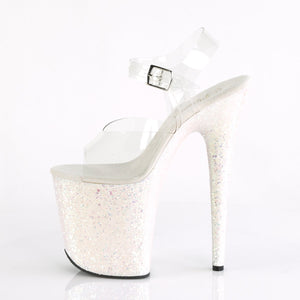 FLAMINGO-808LG Pleaser 8" Heel Clear Opal Glitter Sexy Shoes