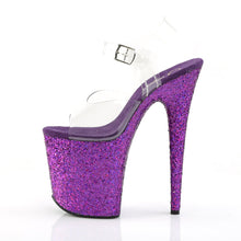 Load image into Gallery viewer, FLAMINGO-808LG Heels Clear Purple Holo Glitter Stripper Shoe