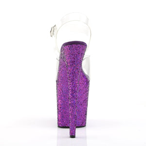 FLAMINGO-808LG Heels Clear Purple Holo Glitter Stripper Shoe