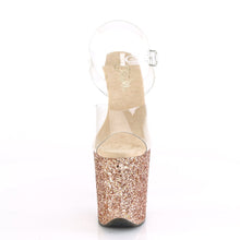 Load image into Gallery viewer, FLAMINGO-808LG 8&quot; Heel Clear Rose Gold Glitter Sexy Shoes