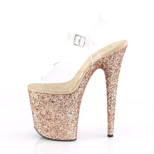 Load image into Gallery viewer, FLAMINGO-808LG 8&quot; Heel Clear Rose Gold Glitter Sexy Shoes