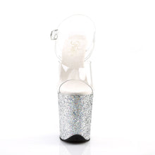 Load image into Gallery viewer, FLAMINGO-808LG 8&quot; Heel Clear Silver Glitter Strippers Shoes