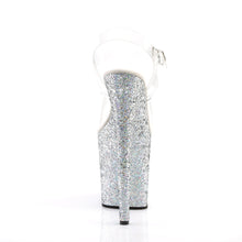 Load image into Gallery viewer, FLAMINGO-808LG 8&quot; Heel Clear Silver Glitter Strippers Shoes