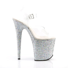 Load image into Gallery viewer, FLAMINGO-808LG 8&quot; Heel Clear Silver Glitter Strippers Shoes