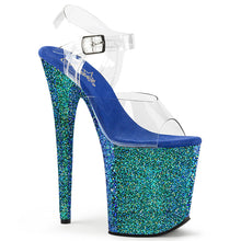 Load image into Gallery viewer, FLAMINGO-808LG 8&quot; Heel Transparent Blue Glitter Sexy Shoes