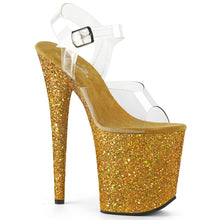 Load image into Gallery viewer, FLAMINGO-808LG 8 Inch Heel ClearGold Glitter Strippers Shoes