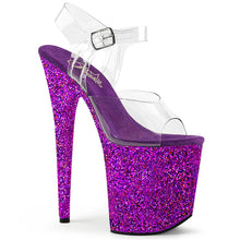 Load image into Gallery viewer, FLAMINGO-808LG Heels Clear Purple Holo Glitter Stripper Shoe