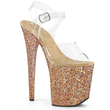 Load image into Gallery viewer, FLAMINGO-808LG 8&quot; Heel Clear Rose Gold Glitter Sexy Shoes