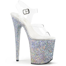 Load image into Gallery viewer, FLAMINGO-808LG 8&quot; Heel Clear Silver Glitter Strippers Shoes