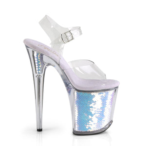 FLAMINGO-808MC 8" Heel Clear Lavender Holo Strippers Shoes